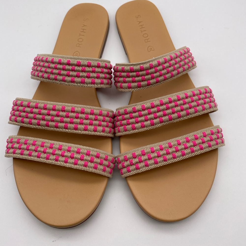 Rothys hot pink basket stitch sandals 8.5
